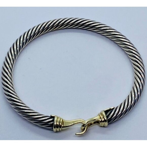 David Yurman Buckle Cable Classic Bracelet in Sterling Silver with 14k Gold - Picture 1 of 8